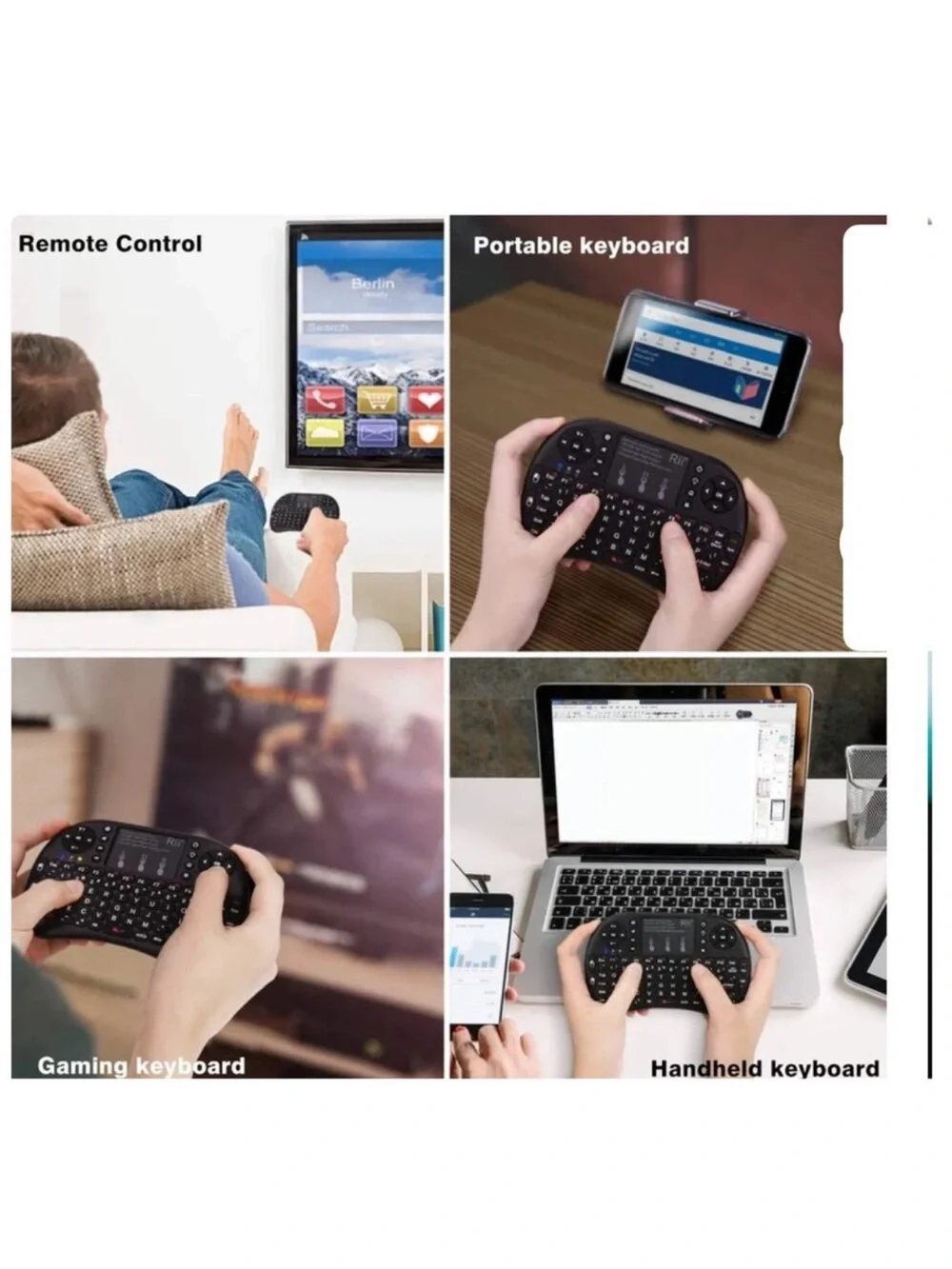 Mini Wireless Keyboard with Touchpad - Black